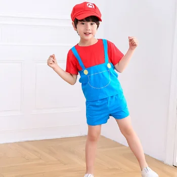 2022 Novo Leto, Božič Oblačil Super Marios otroške hlače z Oprsnikom Obleko Luigi Cosplay Kostum Anime Družinski Set Fantje, Dekleta, Otroci Darila