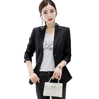 2020 Jeseni, Pozimi Korejske Modne Ženske Jakna Priložnostne Bela Črna Jakna Z Dolgimi Rokavi Urad Dama Oblačila Slim Dolg Plašč 5029