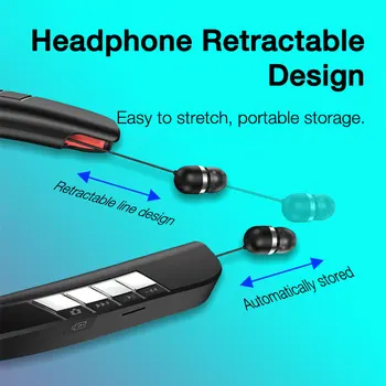 EARDECO 1500mAh Baterija, Bluetooth Slušalke, Brezžične Slušalke Bas Slušalke Neckband Stereo Šport Slušalke z Mikrofonom TF Kartica
