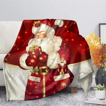 Udobno Božič, Božiček Deisgn Flanela Ultra Mehka Vrgel Odejo, Toplo Vrže za Zimske Posteljnine, kavč, Kavč