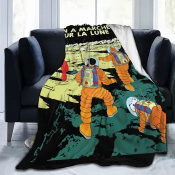 Raketni Avanturo Tintin Odejo Na Postelji Udobno Mikro Flanela Odeje Darila Za Božič