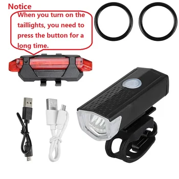 USB Polnilna Luč Kolo MTB Kolesa Spredaj Nazaj Zadnja Luč Kolesarjenje Varnost opozorilna Lučka Nepremočljiva Kolesarska Svetilka Flashligh
