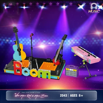Rock in roll Glasbila mini blok Drum kit kitara elektronske orgle model zidarske opeke izobraževalne igrače za darila