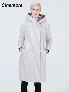 Cinemore 2020 novo prispeli Žensk dolgo napihovalka plašč Moda Kontrast Windproof in neprepustna navzdol jakno toplo plus coats 2096