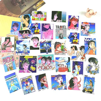 60pcs Kawaii Japonska Retro Anime Dekle, Nalepke, Laptop Dekoracijo Kartice List Scrapebook Kovček Telefon Primeru Srčkan Tiskovine Darilo