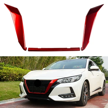 3Pcs/Set Rdeče U Obliko Avto Spredaj Žar Okvir Pokrova Trim ABS Plastično Dekoracijo Primerni za Nissan Sentra 2020-2021