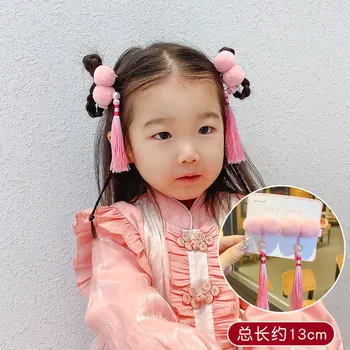 Kitajski slog otrok Tang oblačila par Posnetek Novo Leto je starinsko tassel ostra Nastavite Deklice praznično baby dodatki za lase