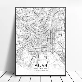 Livorno Prato Milan Pisa Modena Genova Italija Zemljevid, Platno Umetnost Plakata