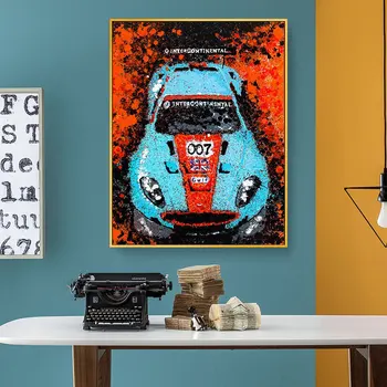 24 Ur Le Mansa Dirkalnika Klasičen Avto Superšportnega Plakat Platno Barvanje, Tiskanje Na Stenskih Slikah, Za Dnevni Sobi Doma Dekor
