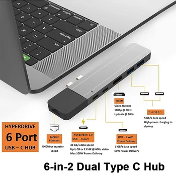 USB C Hub Strele 3 Dock s HDMI-združljiv Rj45 1000M TF SD Bralnik PD 100W Dvojno Tip C Hub Adapter za MacBook Pro/Zrak M1