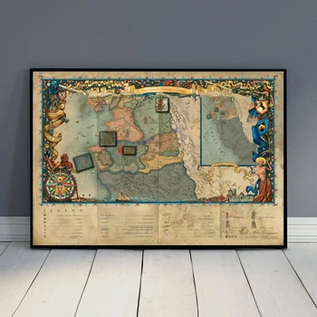 Svet Witcher Zemljevidu in Video Igre, Platno Plakat Doma Stensko Slikarstvo Dekoracijo (Brez Okvirja)