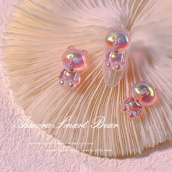 10 Kos Ziblje Kodranje Aurora Medved 3D Nail Art Okraski Moda Srčkan Design, Okras, Nakit, Pribor za Manikuro