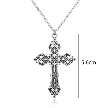 Kristus, Baročni Križ Obesek ogrlica Letnik Bohemian 1980 Madonna Gothic Ogrlica