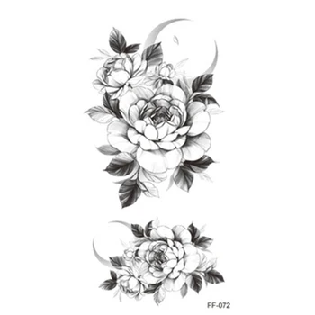 1 Kos Dekle Prsih Navaden Črno Cvetje Nepremočljiva Začasni Tattoo Nalepke, Velike Velike Ženski Pas Umetnosti Temno Rose Ponaredek Tatoo