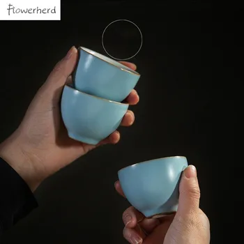 Japonski Slog Indigo Glaze Keramično Skodelico Čaja Teaware Kung Fu Čaj Nastavite Pokal Retro Teacup Skledo Čaj Tea Cup Set