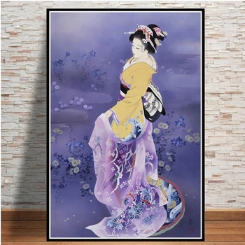 Japonski Gejša Ženska Japonsko Slikarstvo Vroče Umetnosti Plakatov in Fotografij Umetniško Platno Stensko Slikarstvo Wall Art Slike za dnevno Sobo